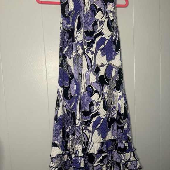 Y2K Purple Floral Sequin Party Dress – Size 12 – Ruffle Hem Halter Glam - Picture 8 of 8
